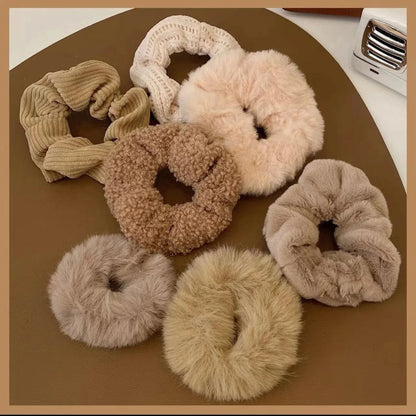 7 Pcs Trendy Fuzzy Hair Scrunchies