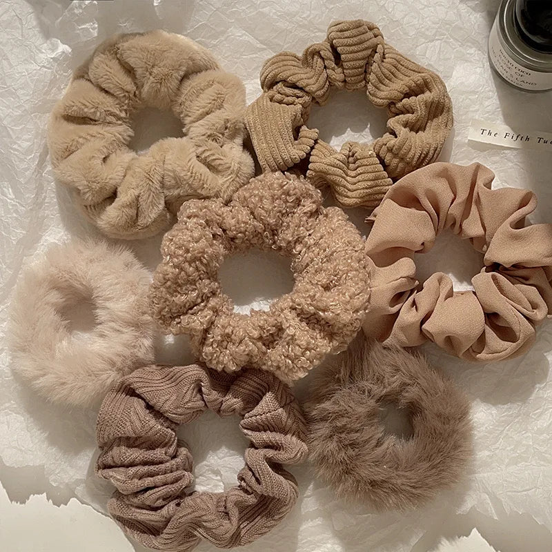 7 Pcs Trendy Fuzzy Hair Scrunchies