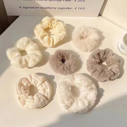 7 Pcs Trendy Fuzzy Hair Scrunchies